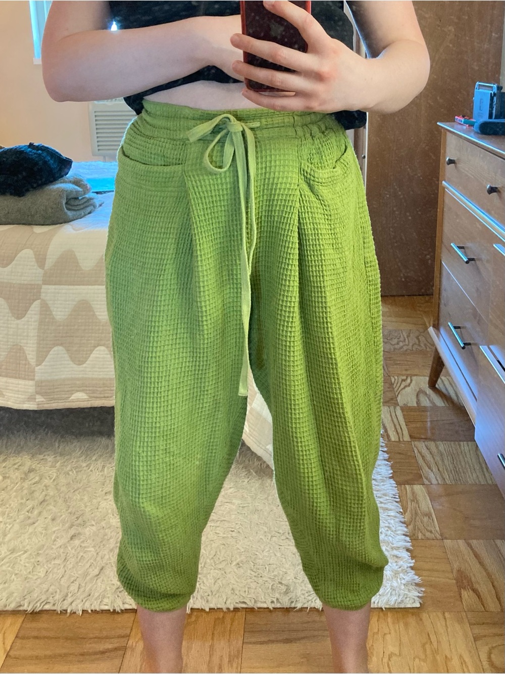 Rujuta Sheth Green Waffle Knit Joggers